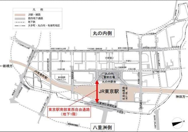 南部東西自由通路の位置（JR東日本プレスリリースより）