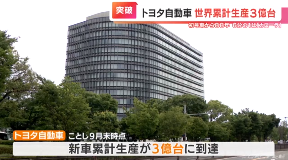 トヨタが世界生産台数の累計“3億台”突破　88年2か月の年月経て達成　生産台数最多は「カローラ」